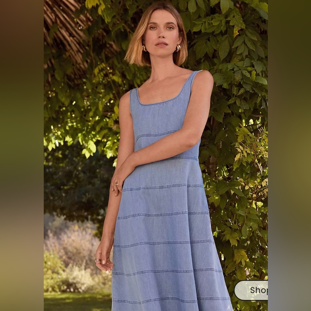LOFT Blue chambray Midi Dress Size 6